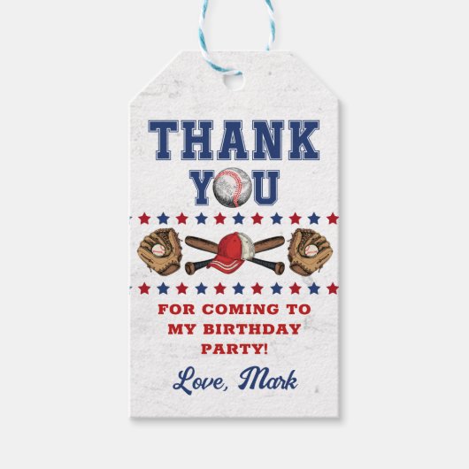 Batter Up Honkbal Verjaardag Bedankt Cadeaulabel (Voorkant)