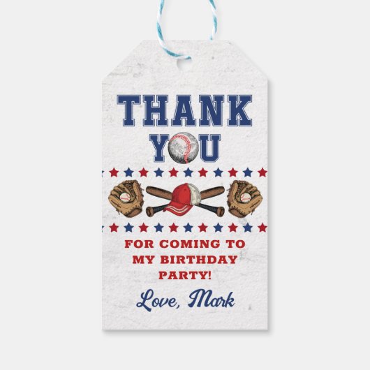 Batter Up Honkbal Verjaardag Bedankt Cadeaulabel (Achterkant)