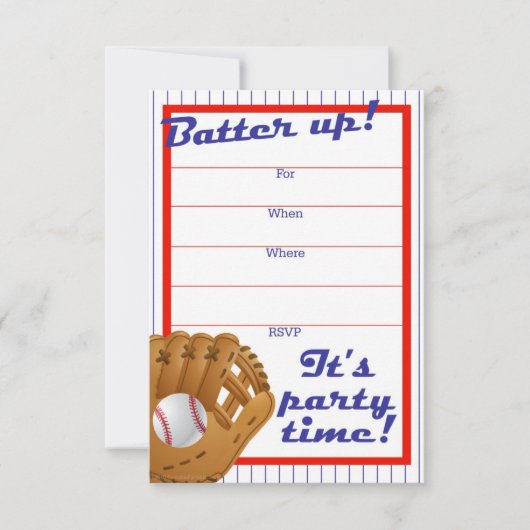 Batter up honkbalpartij uitnodigen kaart (Voorkant)