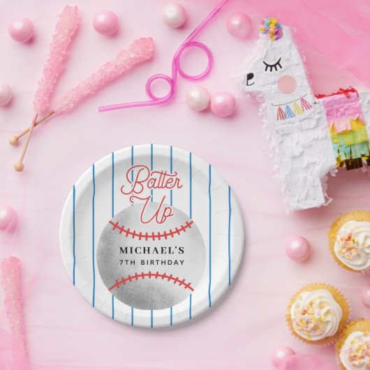 Batter Up Jongens Honkbal Thema Verjaardagsfeest Papieren Bordje (Feest)