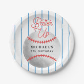 Batter Up Jongens Honkbal Thema Verjaardagsfeest Papieren Bordje (Voorkant)