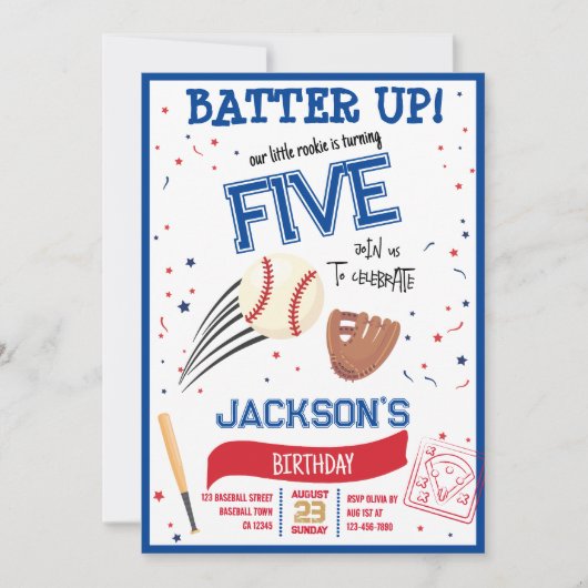 Batter Up Kleine Rookie Schattige Honkbal Verjaard Kaart (Voorkant)