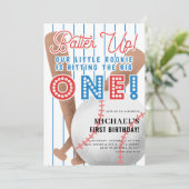 Batter-up Little Rookie Baseball 1e verjaardag Kaart (Staand voorkant)