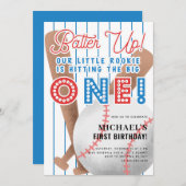 Batter-up Little Rookie Baseball 1e verjaardag Kaart (Voorkant / Achterkant)