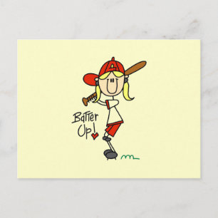 Batter Up Meisjes honkbal T-shirts en cadeaus Briefkaart