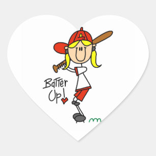 Batter Up Meisjes honkbal T-shirts en cadeaus Hart Sticker