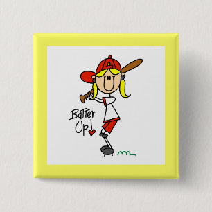 Batter Up Meisjes honkbal T-shirts en cadeaus Vierkante Button 5,1 Cm