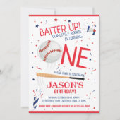 Batter Up Rode Kleine Rookie Baseball 1e Verjaarda Kaart (Voorkant)