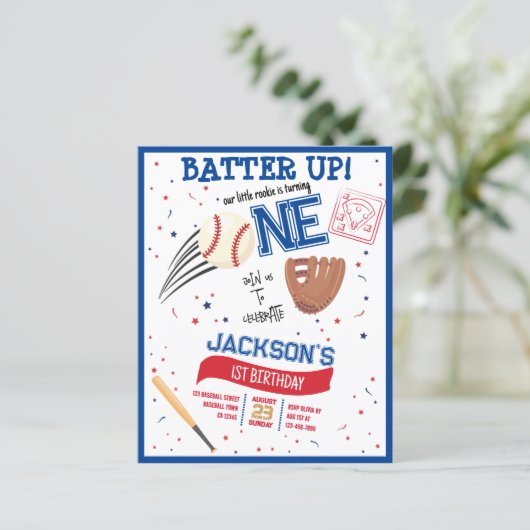 Batter Up Rookie Honkbal Budget 1e Verjaardag (Staand voorkant)