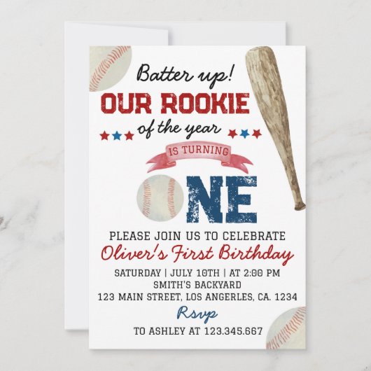 Batter up Rookie van het jaar van de uitnodiging v (Voorkant)