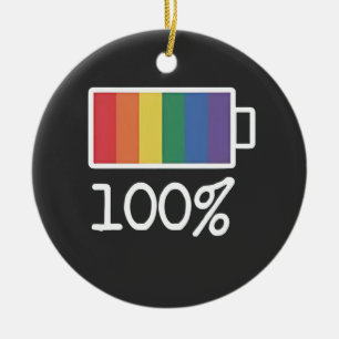 Batterij 100% Gay Grappig LGBT Pride Maand Gelijkh Keramisch Ornament