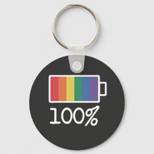 Batterij 100% Gay Grappige LGBT Pride Maand Gelijk Sleutelhanger