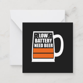 Batterij bijna leeg, bier nodig notitiekaartje
