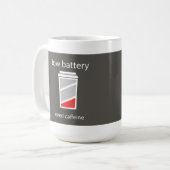 Batterij bijna leeg Heeft cafeïne nodig mok (Voorkant links)