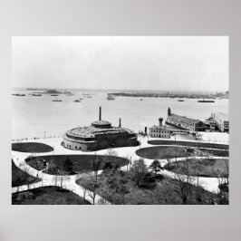 Batterij en oude Castle Garden Poster