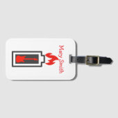 Batterij, gitaar en vlam bagagelabel (Voorkant (horizontaal))
