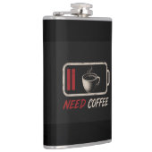 Batterij leeg, koffie nodig – heupfles (Rechts)