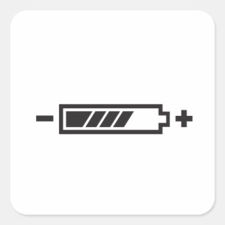 BATTERIJ MET HALVE LADING VIERKANTE STICKER