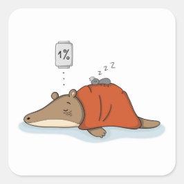 Batterij op 1% Miereneter | SlaapTijd Illustratie Vierkante Sticker