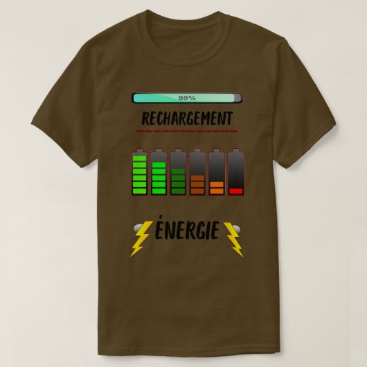 batterij oplaadenergie t-shirt (Design voorkant)