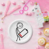 Batterij oplader, signaalsterkte. Stickman Papieren Bordje (Feest)