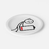 Batterij oplader, signaalsterkte. Stickman Papieren Bordje (Gekanteld)