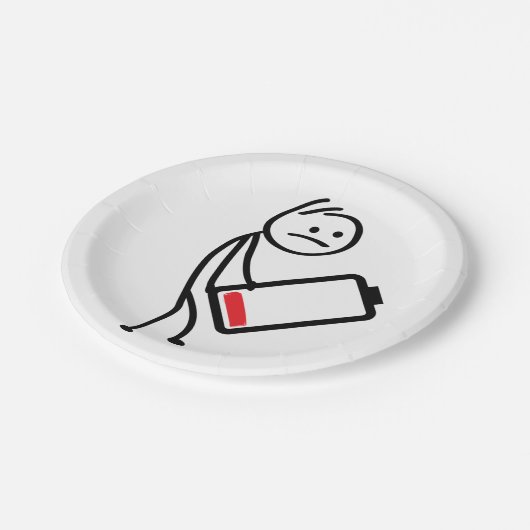 Batterij oplader, signaalsterkte. Stickman Papieren Bordje (Gekanteld)