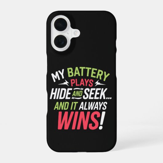 Batterij weer weg! iPhone 16 hoesje (Achterkant)