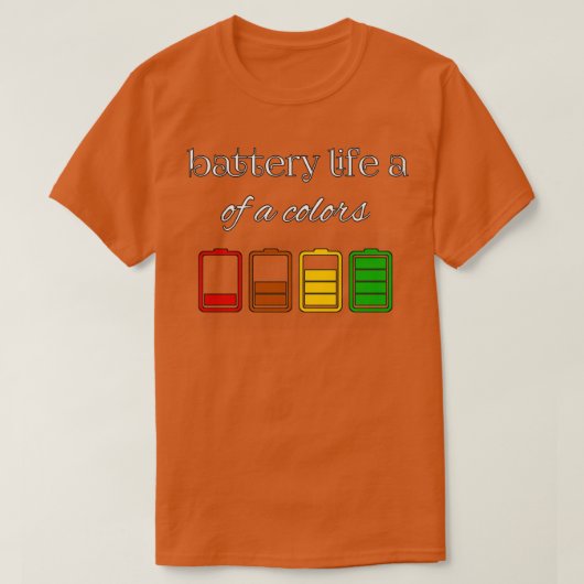 batterijduur in een van de kleuren t-shirt (Design voorkant)
