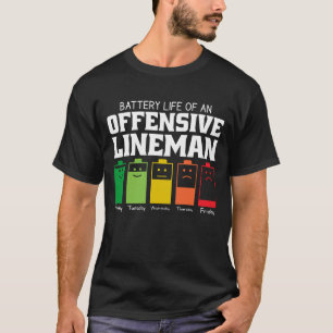 Batterijduur van een aanvallende lineman t-shirt