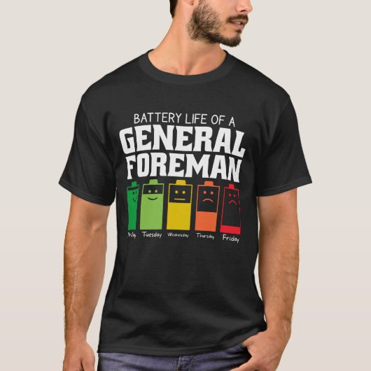 Batterijduur van een algemeen voorman t-shirt (Voorkant)
