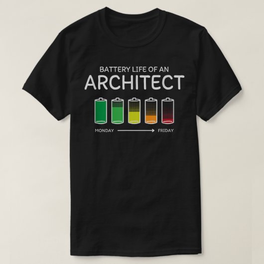 Batterijduur van een architect-architectuur t-shirt (Design voorkant)