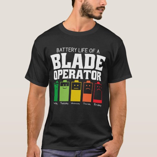 Batterijduur van een bladeexploitant t-shirt (Voorkant)