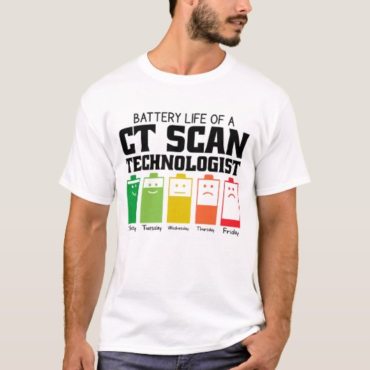 Batterijduur van een CT-scan-technoloog T-shirt (Voorkant)