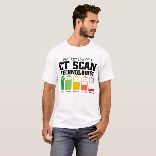 Batterijduur van een CT-scantechnologie T-shirt (Voorkant volledig)