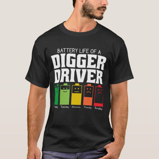 Batterijduur van een digitale driver t-shirt (Voorkant)