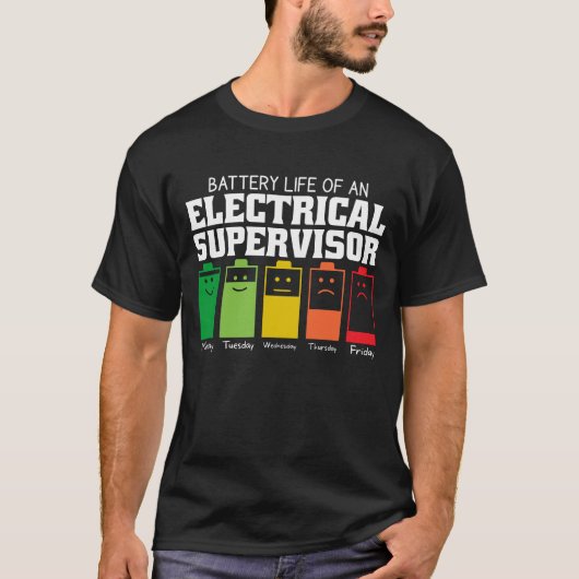 Batterijduur van een elektrische toezichthouder t-shirt (Voorkant)