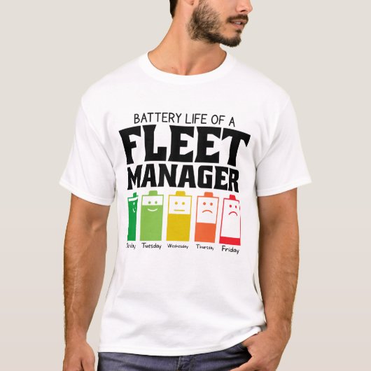 Batterijduur van een Fleet Manager T-shirt (Voorkant)