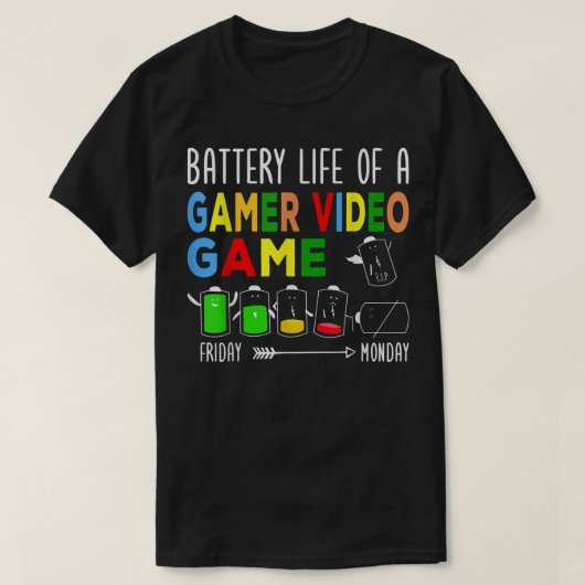 Batterijduur van een gamervideo Game Ideaal voor g T-shirt (Design voorkant)