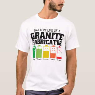 Batterijduur van een granietfabricator t-shirt