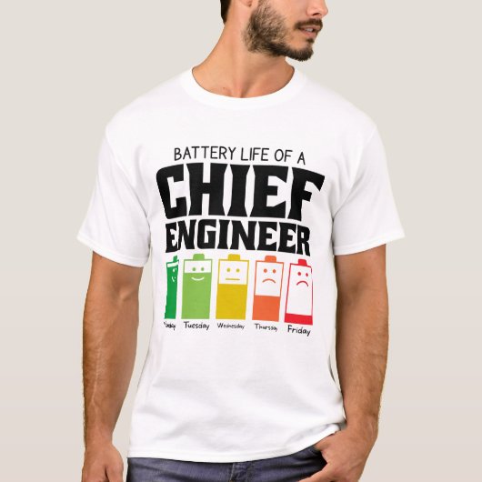 Batterijduur van een Hoofdingenieur T-shirt (Voorkant)
