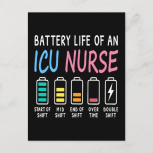Batterijduur van een ICU-verpleegkundige humor gra Briefkaart