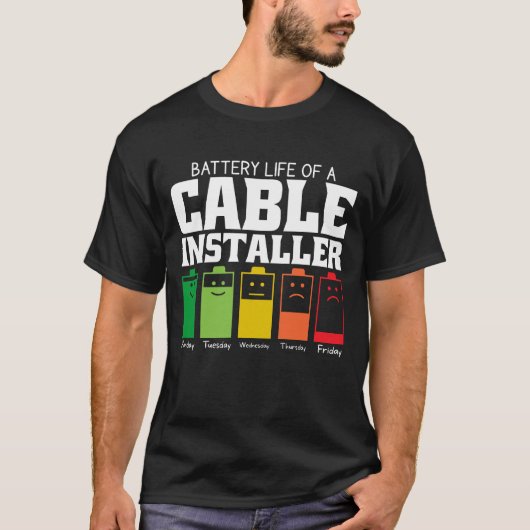 Batterijduur van een kabelinstallateur t-shirt (Voorkant)