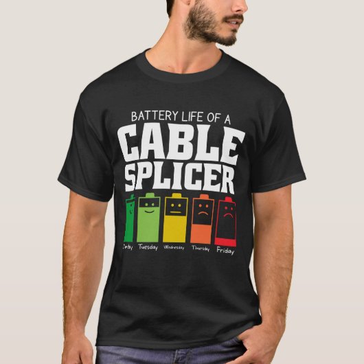 Batterijduur van een kabelsplicer t-shirt (Voorkant)
