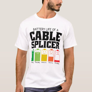 Batterijduur van een kabelsplicer t-shirt