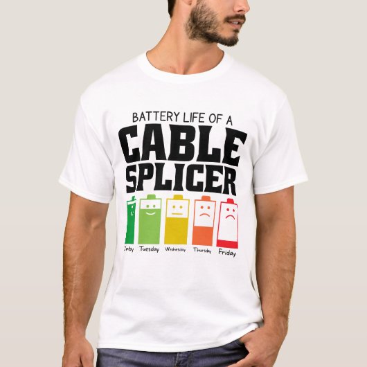 Batterijduur van een kabelsplicer t-shirt (Voorkant)