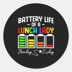 Batterijduur van een kantinemedewerkster maandag v ronde sticker
