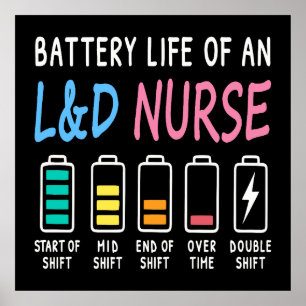 Batterijduur van een L&D-verpleegkundige humor gra Poster