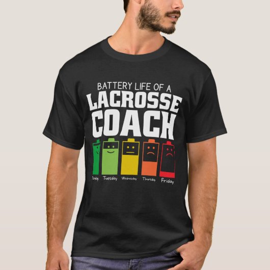Batterijduur van een lacrosse coach t-shirt (Voorkant)