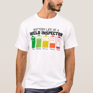 Batterijduur van een lasinspecteur t-shirt